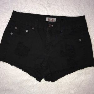 Black Distressed Shorts